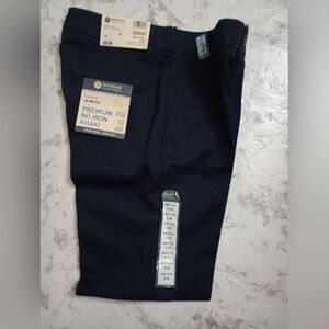 NWT Haggar Flat Front Slim Fit No Iron Navy Blue Dress Pants Size 29x30